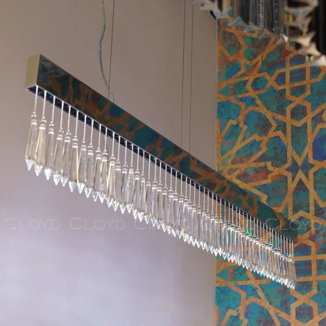 Подвесной светильник светодиодный линейный с хрустальными подвесками Cloyd Misima 11264 (220V, на тросе)