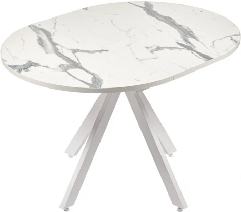 Стол Bradex Home Rudolf круглый раскладной 90-120x90x75см, белый мрамор, белый (RF 0465)
