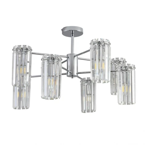 Потолочная люстра на штанге с хрустальными подвесками Lumion Favla 8348/8C хром/прозрачный, металл/хрусталь E14 8*40W 220V