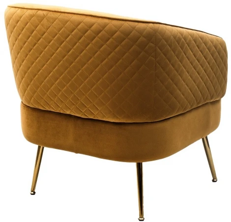 Кресло MUSSELS BLUVEL-68 желтый, велюр / золотой каркас М-City