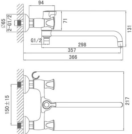 Смеситель D&K Grimm Hessen DA1383301 универсальный