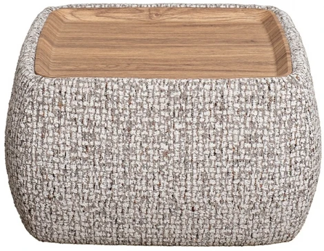 Столик прикроватный мягкий Runa шенилл серая Seppia Ser 49*49*27см Garda Decor