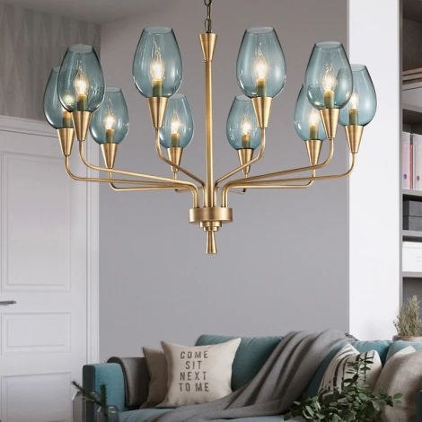 Подвесная дизайнерская люстра Viola 10 синий ImperiumLoft Viola01 (102199-26) (220V, на цепи)