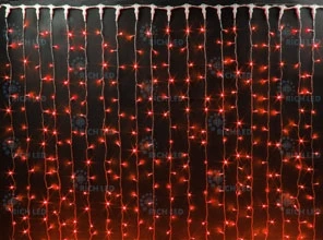 Гирлянда светодиодная Занавес красная 220B, 1800 LED, провод прозрачный, IP54 RL-C2*9-T/R Rich LED