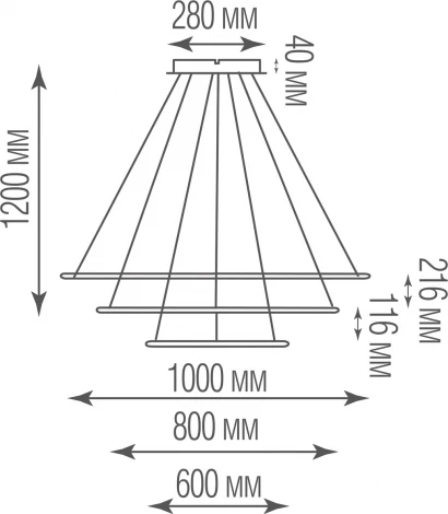 Подвесной светодиодный светильник ярусный 144Вт Donolux Nimbo S111024/3R 144W White In (220V, на тросе)