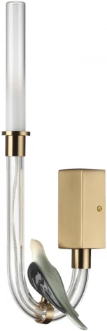 Бра Odeon Light Lark 5431/2WL золотой(под латунь)/белый градиент/беж./зеленый/ металл/стекло/керамика LED 2W 4000K (220V, птички)