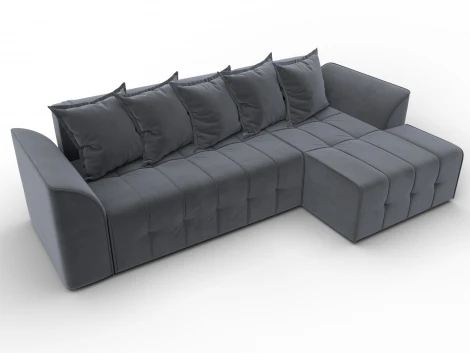 Диван угловой Лига-113 угол правый (ДСП,Велюр/Серый) Лига Диванов 136724