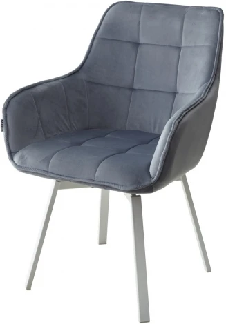 Стул M-City MAVERICK BLUVEL-06 BLUE/ белый каркас, поворот.360 град.