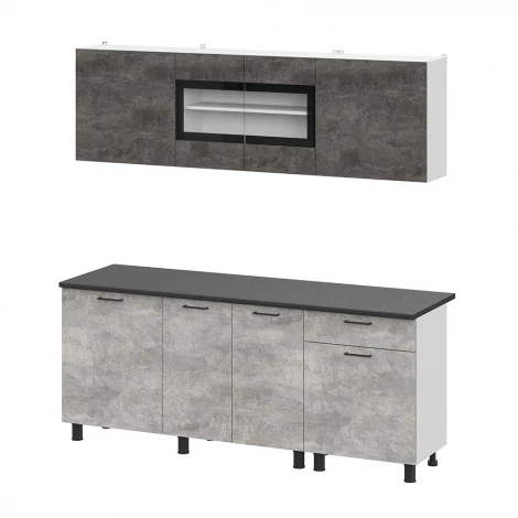 Готовая кухня Арника 2.0 м КГ 9, Цемент темный, Цемент светлый