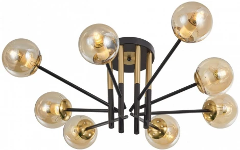 Потолочная люстра на штанге Arte Milano Neapolis-73708 273708/8 BK/GD (220V, шар, молекулы)
