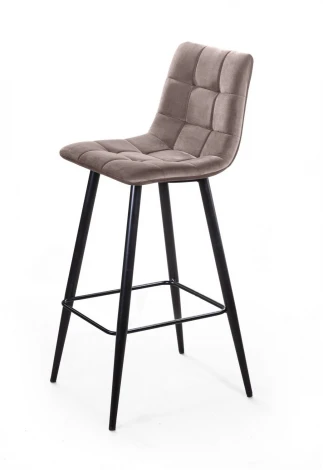 Стул барный Top Concept UNO, бархат пепельно-бежевый 25 / чёрный конус