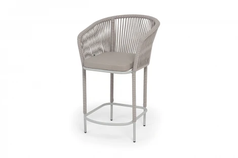 "Марсель" стул полубарный плетеный из роупа, каркас из стали светло-серый (RAL7035) муар, роуп бежевый круглый, ткань Mossle бежевая, пос.H65 4SIS MAR-BCH-st001/65 RAL7035 Mua beige(beige160)