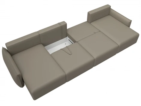 Диван П-образный Лига-051 НПБ Лонг (ЛДСП,Брус,Фанера/Пластик/Экокожа/Бежевый) Лига Диванов 129894