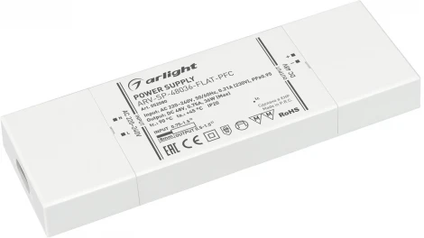 Блок питания ARV-SP-48036-FLAT-PFC (48V, 0.75A, 36W) (Arlight, IP20 Пластик, 5 лет) 052080