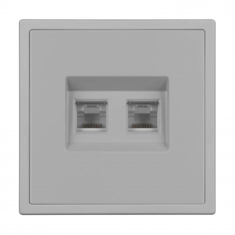 Розетка ARL NOBE компьютерная двойная софт-тач никель SCT-MPC2-SFPL-IS (2хRJ-45, CAT6) (Arlight,) 059451(1)