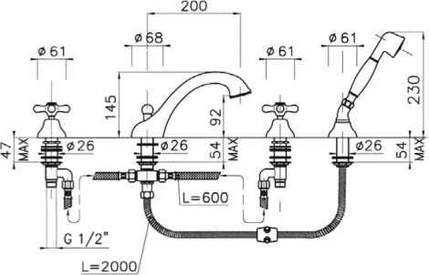 Смеситель Nicolazzi Nuova Brenta 2504 BZ на борт ванны