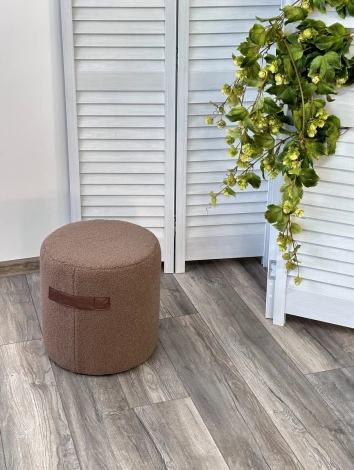 Пуф для гостиной HARTA NINI-02 Тауп, teddy / TKS-03 темно-коричневый, экокожа M-City 629M04979