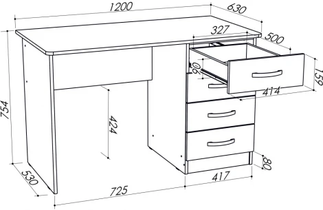 Стол письменный Woodville СП4 белый 427731