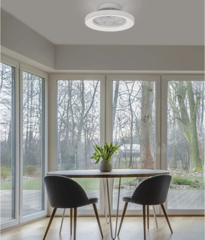 Потолочный светильник круглый светодиодный диммируемый с вентилятором с пультом управлением смартфоном регулировкой цветовой температуры Mantra Tibet 7804 (регулировка яркости, 220V, круглые)