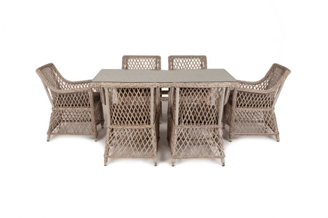 Обеденная группа плетеная, цвет бежевый 4SIS Латте LC6T-7-SET beige