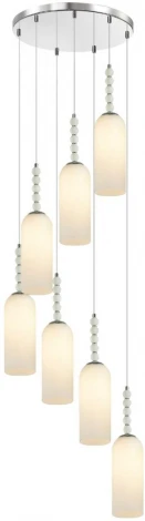 Потолочная люстра каскадная Lumion Emily 8270/7A хром/белый, металл/стекло Е14 7*40W 220V (на проводе)