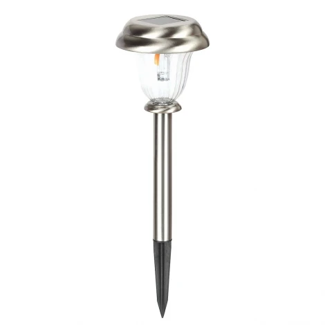 Светильник грунтовый уличный светодиодный на солнечных батареях Horoz Halley, 1 плафон, никель с прозрачным