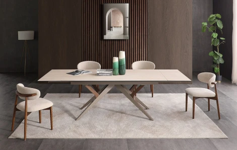 Стол DT2448 (180-260) Милан желтый травертин/ #2204 ESF 5847