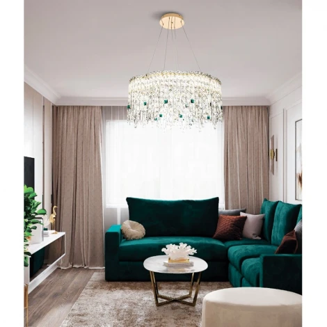 Подвесная люстра светодиодная хрустальная с регулировкой цветовой температуры Modelux MODELUX ML.2317.700 GD