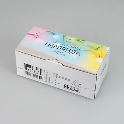 Светодиодная гирлянда ARD-STRING-CLASSIC-6000-CLEAR-40LED-LIVE RGB-SPI (12V, 26W) (IP65) Ardecoled CLASSIC 028806