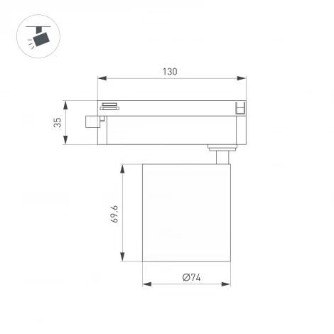 Трековый светильник светодиодный LGD-DYKE-2TR-R75-16W Day4000 (BK, 38 deg, 230V) (Arlight, IP20 Металл) 052266