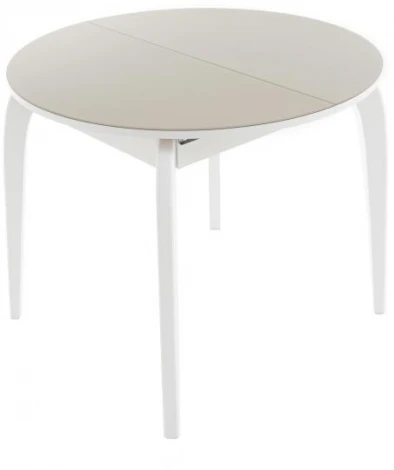 Стол Ривьера СВ D90, Стекло, Эмаль белая/Капучино, 7, Аврора
