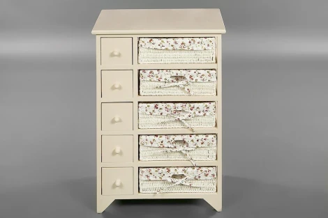 Комод с 5-ю корзинами и 5-ю ящиками Secret De Maison CABAS ( mod. 4323 ) butter white (слоновая кость) (дерево павловния, мдф)