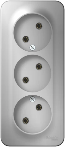 Розетка накладная тройная без заземления (алюминий) Systeme Electric Blanca BLNRA000313