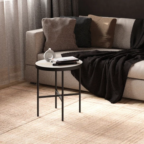 Стол журнальный МеталлАрт М011 МАЛЫЙ бежевый дуб/черный Mebelik 009490