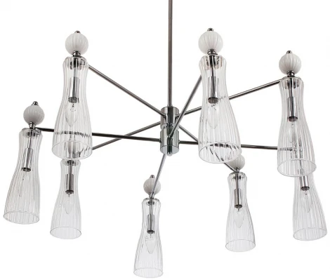 Потолочная люстра на штанге Lumion Emily 8268/8 хром/белый/прозрачный, металл/керамика/стекло Е14 8*40W 220V