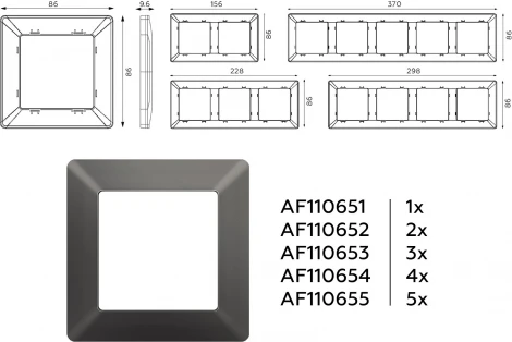 Рамка Ambrella Volt ALFA Line (Антрацит серый) 5-ая AF110655