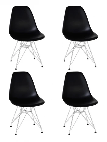 Набор 4 шт Стул обеденный DOBRIN DSR (ножки хром, цвет чёрный (B-03))