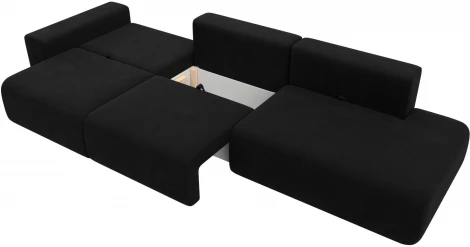 Диван прямой Лига-036 НПБ Модерн Лонг подлокотник слева (Черный/Микровельвет) Лига Диванов арт.121348L