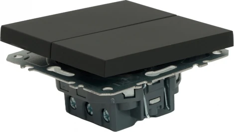 Переключатель двухклавишный (черный) Stekker Эмили 49843