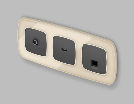 Лицевая панель Ambrella Volt OMEGA (Графит Мягкое касание) для HDMI розетки QUANT OP9140