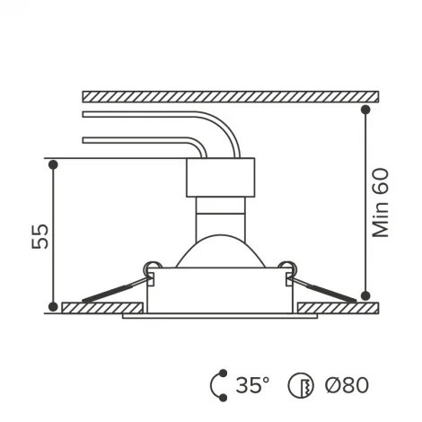 Встраиваемый светильник под лампу GU5.3 черный Wolta Alto WDL-GU5.3/01BL-R