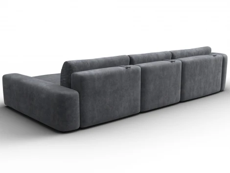 Диван угловой Лига-066 НПБ Лонг угол правый (ЛДСП,Фанера,Брус,Велюр/Темно-серый) Лига Диванов 131217