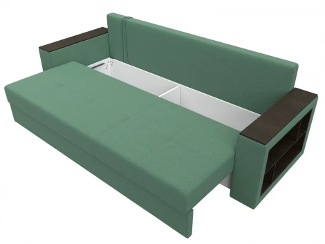 Диван прямой Дубай Лайт полки справа (ДСП,ЛДСП/Пластик/Рогожка/Зеленый) Лига Диванов 132284