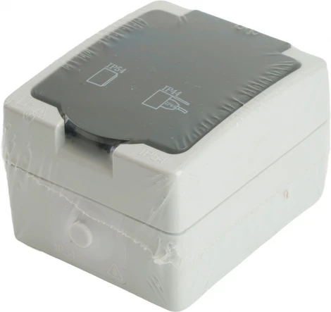 Розетка с заземлением и защитной крышкой (серый,графит) Stekker Велена 32755