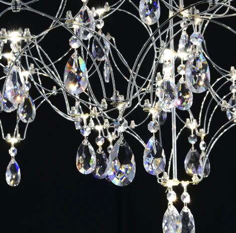 Подвесная люстра светодиодная с пультом и хрустальными подвесками Asfour MyFar Ileria MR2651-57P-50AD