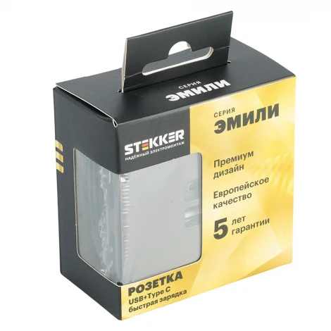 Розетка USB Type A+С (антрацит, soft touch) Stekker Эмили 49931