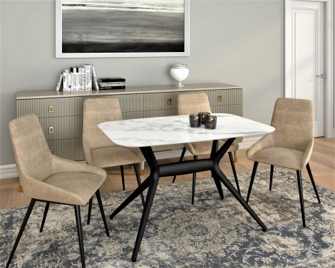 Стол обеденный обеденный JET CERAMIC прямоугольный 120*80 (Термопластичный полимер, Черный) FA Nero Statuario 80х120