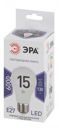 Лампочка светодиодная E27 15W ЭРА LED A60-15W-860-E27