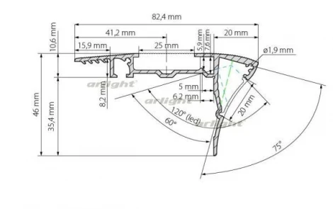 Профиль с экраном ALU-STAIR-DK-2000 ANOD+FROST (Алюминий) 015473 Arlight