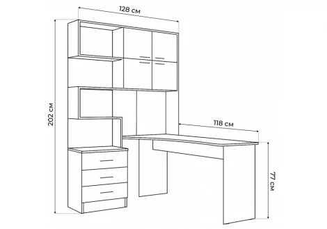 Компьютерный стол Эльброни правый шиншилла серая 664909